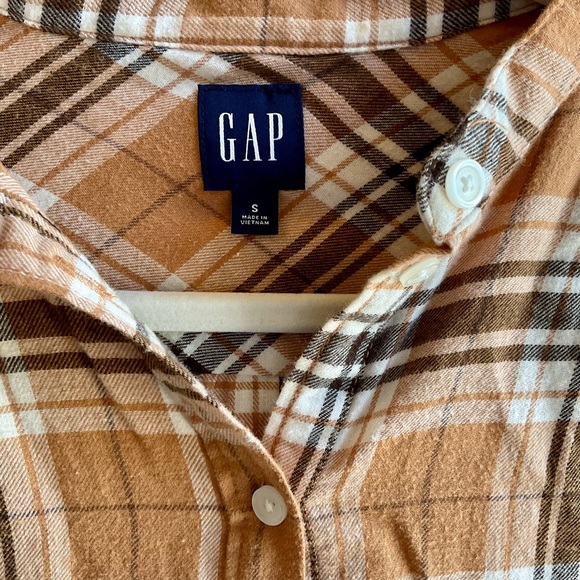 GAP Plaid Tiered Mini Dress in Camel size Small - Picture 7 of 7